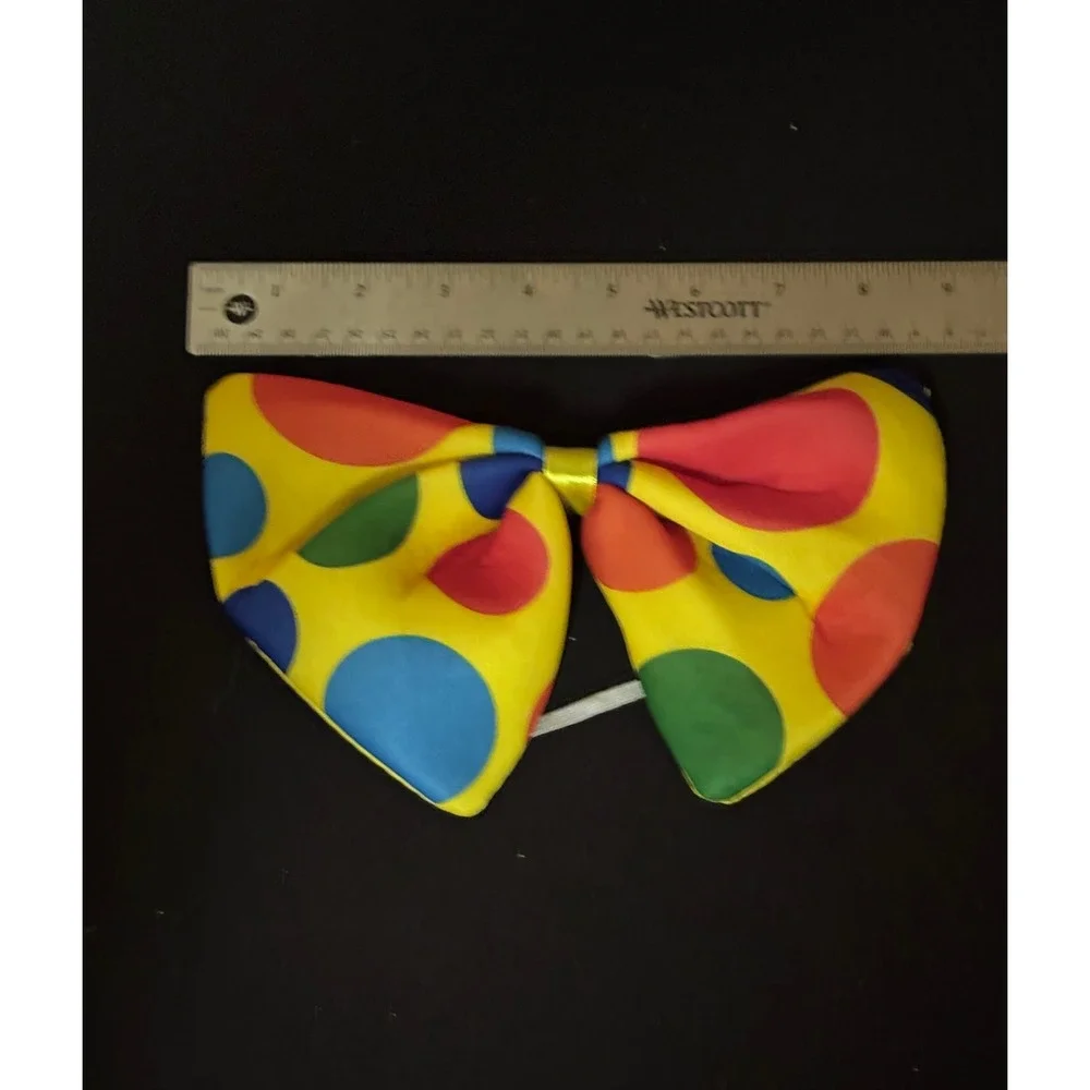 Clown Costume Accessory Set Polka Dot Top Hat Necktie Bow Tie Red Nose Halloween